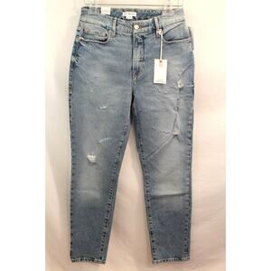 Good American Jeans Classic Distressed size 25 Blue Denim High Rise Straight Leg